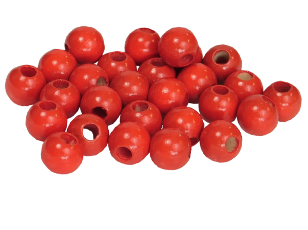 25 Holzperlen 10mm  rot lackiert