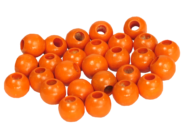 25 Holzperlen 10mm  orange lackiert