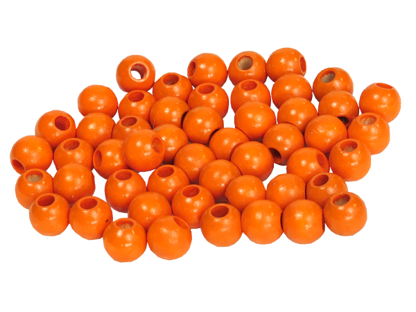 50 Holzperlen 10mm  orange lackiert