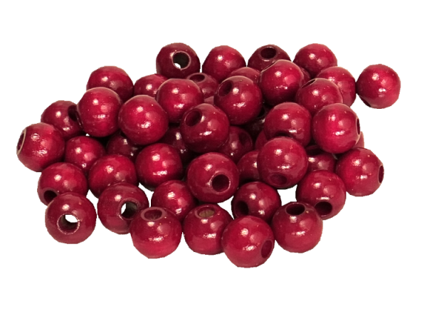 50 Holzperlen   12mm  bordeaux lackiert