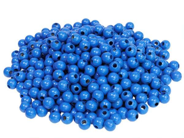 500 Holzperlen 10mm  blau lackiert