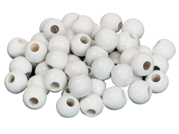 50 Holzperlen 10mm  weiß lackiert