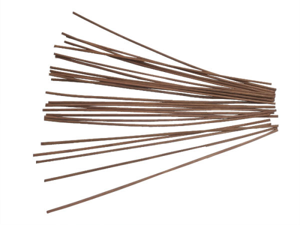 25 Peddigrohr Staken braun gefärbt 3,0mm 28cm lang