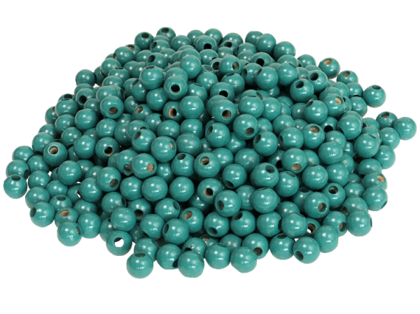 500 Holzperlen 10mm  türkis lackiert