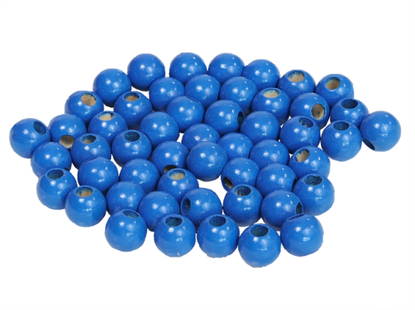 50 Holzperlen 10mm  blau lackiert