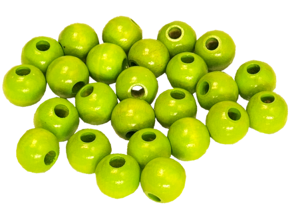 25 Holzperlen 12mm  gelb grün  lackiert