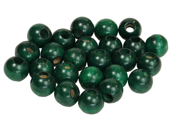 25 Holzperlen 10mm  dunkelgrün lackiert