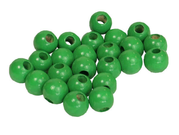 25 Holzperlen 10mm  grün lackiert