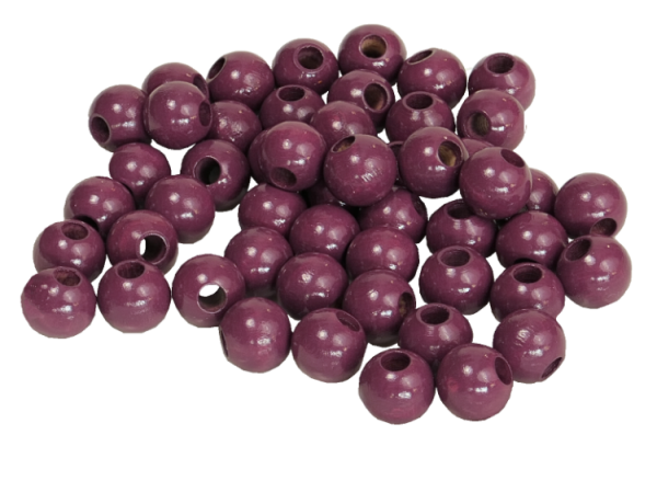 50 Holzperlen 10mm  violett lackiert