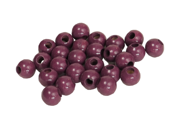25 Holzperlen 10mm  violett lackiert