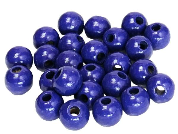 25 Holzperlen 12mm  dunkelblau lackiert