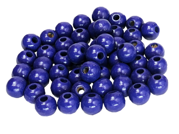 50 Holzperlen  12mm  dunkelblau lackiert
