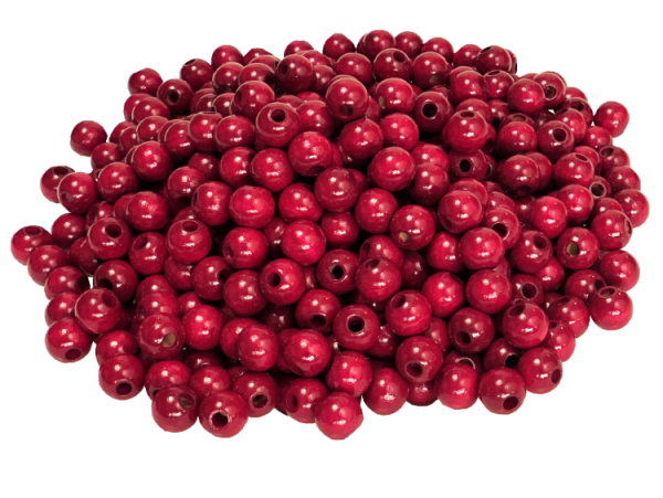 500 Holzperlen 12mm  bordeaux  lackiert