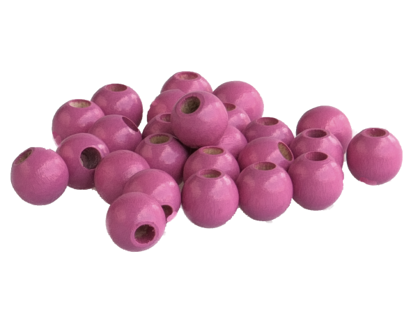 25 Holzperlen 10mm  magenta lackiert