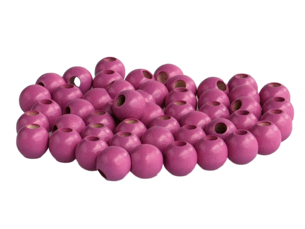 50 Holzperlen 10mm  magenta lackiert