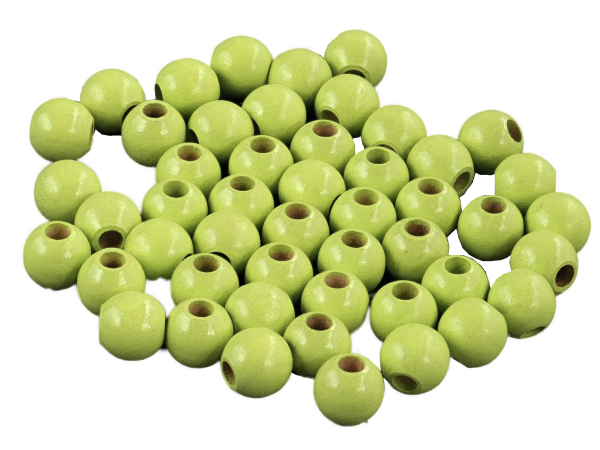50 Holzperlen 10mm  lemon lackiert