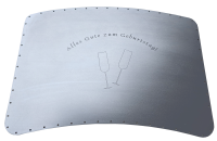 Flechtboden Bauchtablett aus Edelstahl mit Gravur Geburtstag