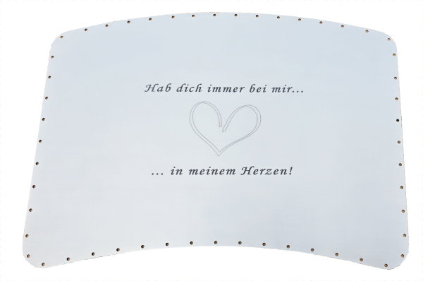 Flechtboden Bauchtablett aus Edelstahl mit Gravur Herz
