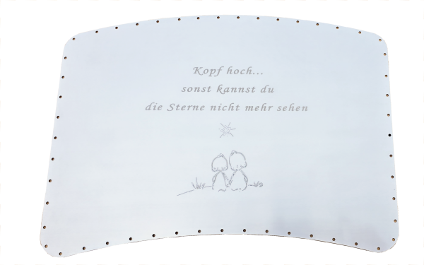 Flechtboden Bauchtablett aus Edelstahl mit Gravur Sternengucker