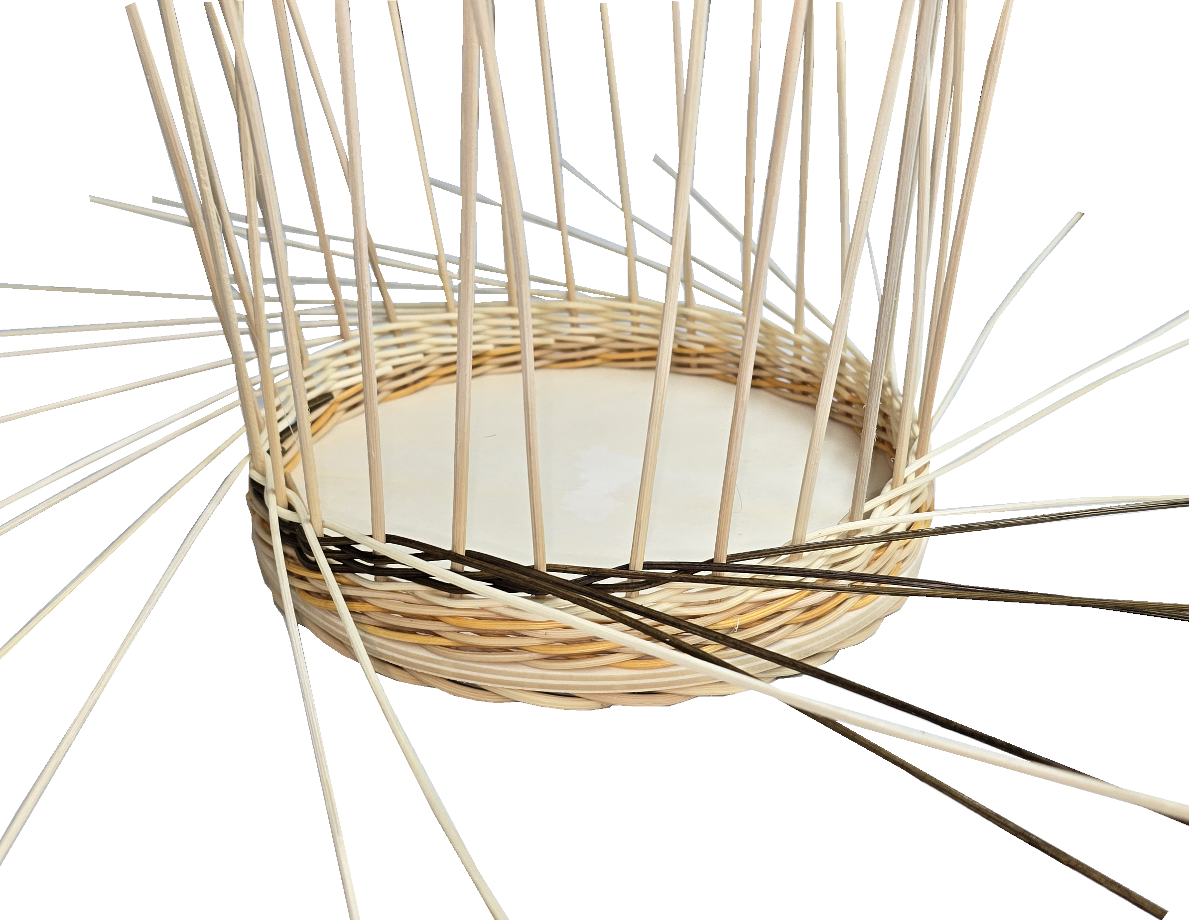 Schicht mit Peddigrohr flechten